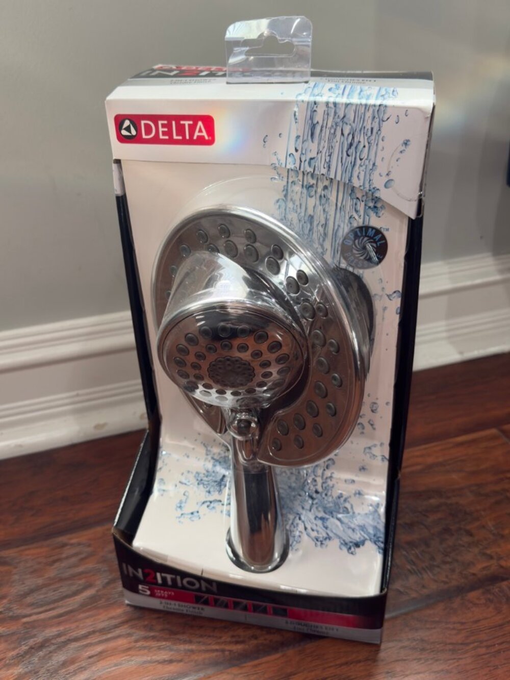 Delta In2ition 2-in-1 Shower Head Chrome 5 Spray Settings Hand Shower